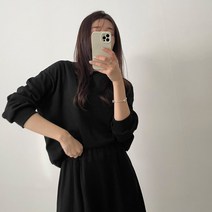 마이시즌 여성용 버니 무지 맨투맨 + 스커트 세트