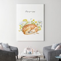 사슴 꽃 No1 북유럽 인테리어 그림 액자 20호(73x53cm)