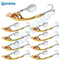 [QISHENG] 스핀 바이브 9개입/세트 메탈 바이브 농어 삼치 광어 우럭 배스 스피너베이트, 골드-1#, 5g
