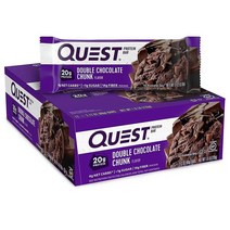 Quest Nutrition 퀘스트 뉴트리션 더블 초콜릿 청크 프로틴바 2.1oz(60g) 12팩