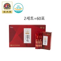 삼지원홍산 6년근 홍삼농축액 홍삼원액 진세노사이드 rg1 rb1 rg3 홍삼추출액 파워스틱 gmp인증 30스틱 쇼핑팩포함 건강기능식품, 2세트, 60포