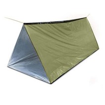 응급 생존 대피소 텐트 149.9 x 249.9cm(59 x 98인치) 방수 2인용 마일라 보온 쉘터 하이킹 캠핑용 (그린), Green