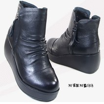 뮤즈몰 7cm 가죽통굽 털부츠