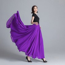 겨울롱스커트 봄 스커트 3 레이어드 시폰 롱 여성용 캐주얼 하이 웨이스트 보호 비치 맥시 사이 아스 펨므 80/90/100cm