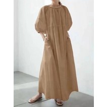 여성 여름 드레스 v 넥 느슨한 캐주얼 편안한 퍼프 슬리브 롱 리버시블 코튼 화이트 하라주쿠 가운