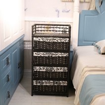 라탄 재질 가벼운 인테리어 서랍장 바구니 수납장 보관함 4단 5단, 1개, 다크브라운 + 4단