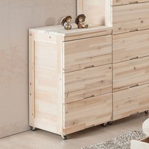 [로쏘] 쿠로 삼나무 원목 이동식 3단 서랍장 바퀴 탈부착 가능, 색상:워시