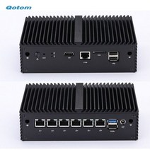 QOTOM 방화벽 마이크로 기기 Q190G6 셀러론 J1900 6 기가비트 LAN 게이트웨이 라우터 팬리스 미니 PC, 8G RAM 128G SSD_Q190G6 J1900 W
