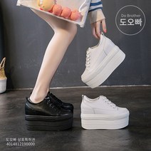 도오빠 여성 키높이 스니커즈 운동화 12cm 여자 신발 가죽 레더 하이힐 높은굽 가죽스니커즈 키높이운동화 키높이스니커즈 키높이단화 두꺼운바닥 컴포트 경량 발편한 키작녀 20대 30대 봄 여름 가을 속굽