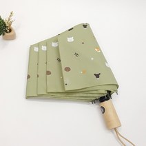 미치코런던 캐릭터 고급 원목 원형 우드 핸들 초등학생 남녀공용 튼튼한 3단 완전자동우산