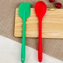 요미락 실리콘 조리 주걱 + 스푼세트 / 조리기 / 조리도구 / 주방도구 / 주방용품, 요미락 조리스푼(레드)+주걱(그린)