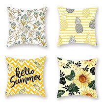 MOMIKA 4개 - 45.7cm(18인치) 옐로우 사각 장식용 쿠션 커버 베개 커버 쿠션 케이스 소파 침대 의자용 (4개 세트)