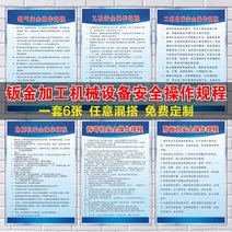 규장제도카드 쏘다 타카 조작 규정 설비 보초 위치 직책 관리 제도판 기계 작업장 생산 소방 표어 벽 2885723823, 60x80cm, 판금 가공 조작 규정 한세트 6장