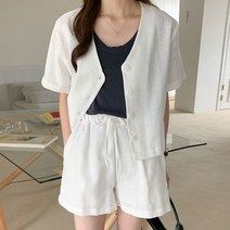 린다샵 느시모 브이넥 린넨 자켓 숏팬츠 세트-SET2089K26