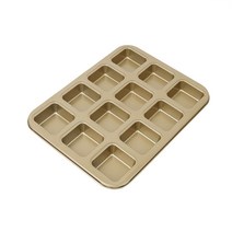 낮은 큐브팬12구 골드 파운드틀 파운드케익팬 오븐 미니케익틀 베이킹도구