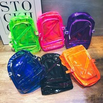 투명 형광색 백팩 어깨 가방 남여공용 방수 수영 가방 해변 밝은 여름 패션 배낭 swimming backpack 퍼플 핑크 블루 오랜지 블랙