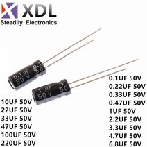 CAPACITOR 캐패시터 0.1uF 0.22uF 0.33uF 0.47uF 1uF 2.2uF 3.3uF 6.8uF 10uF 22uF 33uF 47uF 100uF 220uF 50V, 20PCS 6.8UF 50V