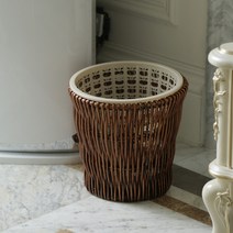 등나무 고급진 휴지통 거실 라탄 쓰레기 바구니, 06.브라운 2 in one, 1개