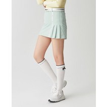 21FW [ESSENTIAL]다크민트 라인 포인트 부분 플리츠 스커트 HWSK1D601E1