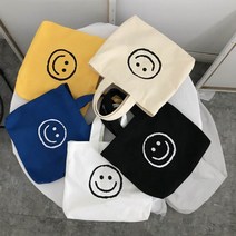 스마일에코백 미니토트백 캔버스가방 드링크 텀블러백