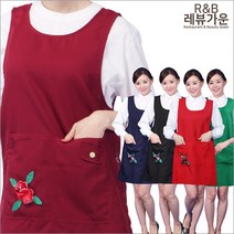 레뷰가운 AE211 장미장식앞치마 원피스 요양보호사 시장 식당 화원 간병 앞치마, AE211곤색L(꽃X)