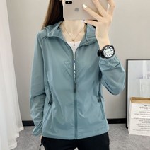 에버유어스 여성 여름 바람막이 아웃도어 쿨맥스 운동 트렌치코트 경량 등산바람막이 후드집업 블루 그린