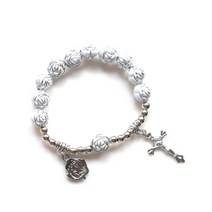 장미 구슬 십자가 묵주 목걸이 체인 교회 요가 방 장식 선물, [03] Bracelet