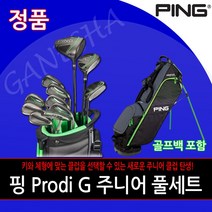 핑 골프 Prodi G 프로디 지 주니어 골프클럽 풀세트 유아 어린이 청소년 주니어 골프채세트+골프백선택, 클럽 10개세트, 56도, 150cm