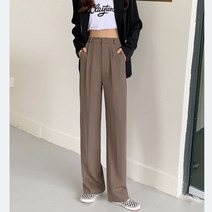 가을 겨울 하이웨이스트 날씬해 보이는 수트 바지 루즈핏 스트레이트 통바지녀