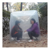 파파앤몰 비닐쉘터 등산비닐 백패킹 바람막이 천막 쉘터 텐트 겨울등산 비닐막쉘터, 제품13-4각고리형(1인용)