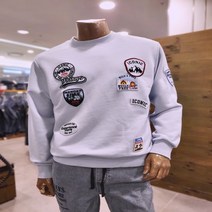 지프 지프 남녀공용 G_와펜 & 프린트 맨투맨 JM1TSU866-BK
