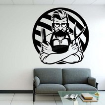 미용실 벽장식 시트지 스트커 인테리어 장식 뷰티 벽 데칼 미용사 헤어스타일리스트 헤어스타일, 57x57cm, 하늘색 12