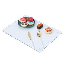 Murrey Home 주방용 강화 유리 도마 식기 세척기 사용 가능 고무 발이 있는 직사각형 작고 투명한 조리대 트레이 긁힘 방지 내열성 미끄럼 39.9 x 30cm(15, 15.7 x 11.8, Clear
