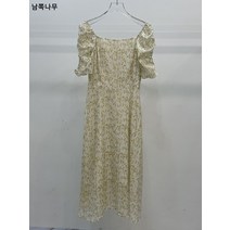 2023여름신상일자숄더머스타드미디엄조기장잔꽃원피스여1E4591673