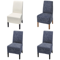 이케아 커버의자 BERGMUND 베리문드 의자+중간길이커버 블랙/뤼라네 다크블루