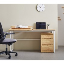목편한 각도조절기능 모던 원목책상+서랍장 세트1500/ 사무용 성인 가정용, 화이트