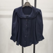 이엔씨 ENBA23992O NV/칠부 소매 이중 둥근카라 블라우스