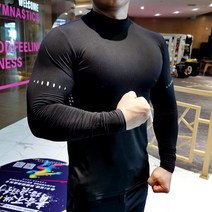 유압 Men Compression Sport Tshirt High Collar Long Sleeve Tops Gym Running Clothing Fitness Tight Swea, [01] Black, [02] L Fits (65-75KG)