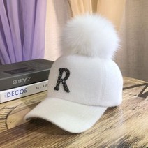 겨울 여성 퍼모자 골프 모자 방울 캡 챙 여성 연습복장 단체 필드 라운딩, 화이트