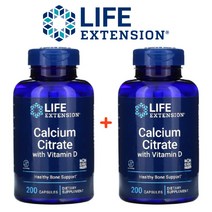 Life Extension 구연산 칼슘 비타민 D3 200캡슐 2팩