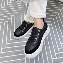 구두모모 가죽 베이직 밴딩끈 키높이 스니커즈 (4cm)