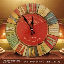 에끌 예쁜 벽시계 인테리어시계 신혼집선물복고풍 벽시계 거실 창조적 인 성격 매달려 테이블 벽 장식 거실 미국 홈 패션 침실-12630, 08. 015 색상 로마 숫자