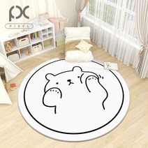 아이방 원형러그 크림 곰 강아지 고양이