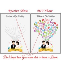 스크랩북 소박한 양장본 위한 용품 게스트 사용자 정의 이름 날짜 귀여운 만화 캐릭터 결혼식 지문 서명 책 그림 프레임 없음 잉크 패드 포함, [04] 50x70cm No Frame, [09] HK257