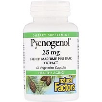 네추럴팩터스 피크노제놀 프렌치 마리타임 파인 바크 추출물 25mg 베지테리안 캡슐, 60개입, 1개