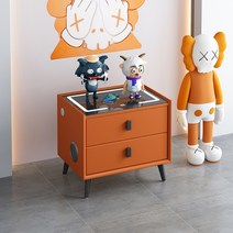 스마트 무선충전 불루투스 사이드 테이블 심플 모던, 50X40X46cm, 주황색3색조명+무선충전+USB+블루투스