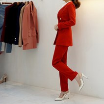 금장 더블 슬림 여성 바지정장 수트세트 (55-77 size 3color)