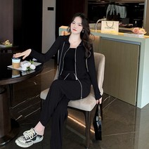 오버클래쓰 여성 트레이닝 상하의 세트 팬츠 크롭집업 홈웨어