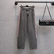 9부 와이드 슬랙스 여학생 코디 일찍이 가을옷 배 형 몸매 뚱뚱함 M데님팬츠 드롭 드레이프 캐쥬얼 3163484953, 블랙 L