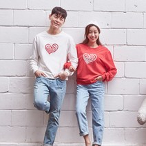 남녀공용 하트랑 맨투맨 긴팔 20C01/ 패밀리룩 가족사진의상